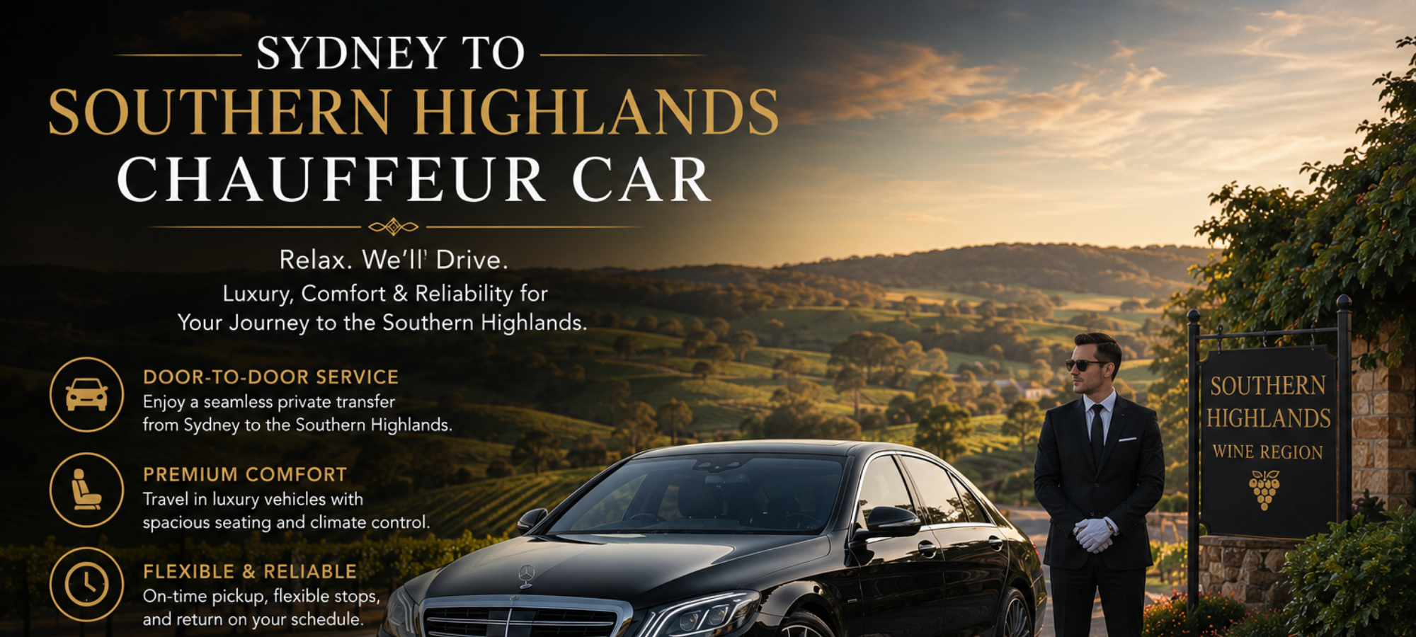 Sydney to Southern Highlands Chauffeur Car